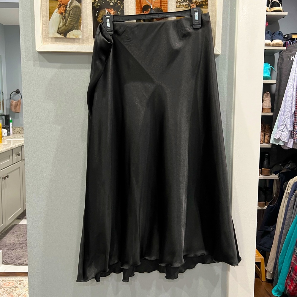 Black Satin Midi Skirt